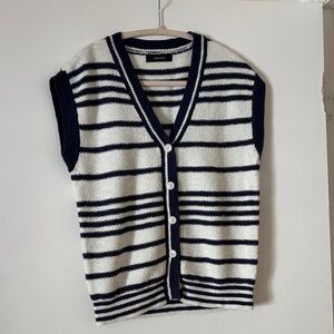 Striped V-Neck Sweater Vest
